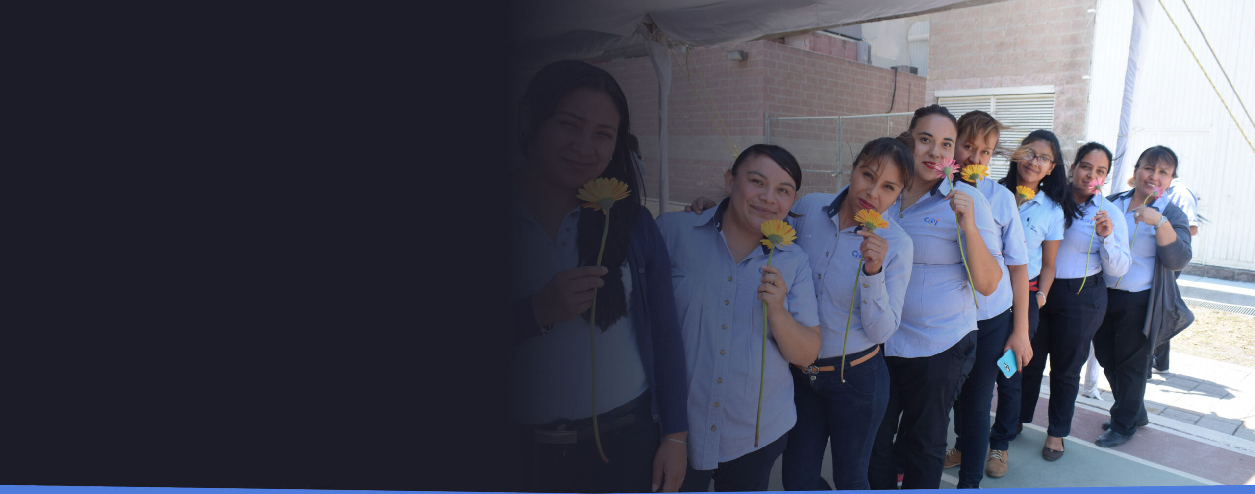 Various women holding flowers