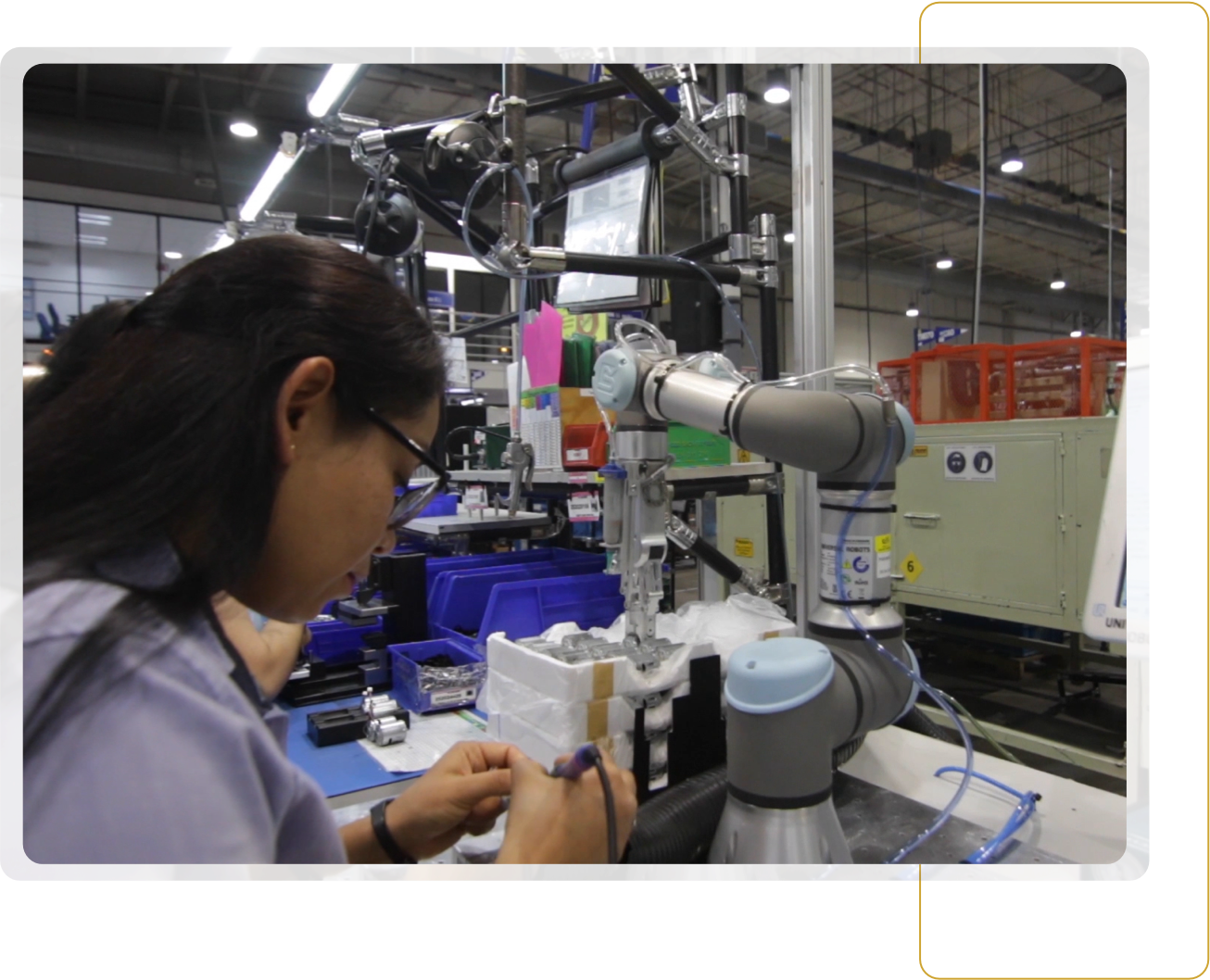 Woman working at machine